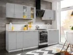 Zestaw mebli kuchennych ecoModel 2,8 m szary połysk