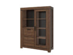 Kolekcja BRASS witryna niska jednodrzwiowa dąb brązowy