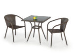 MOBIL stół ogrodowy, kolor: szkło - czarny, ratan - c.brąz (1p=1szt)