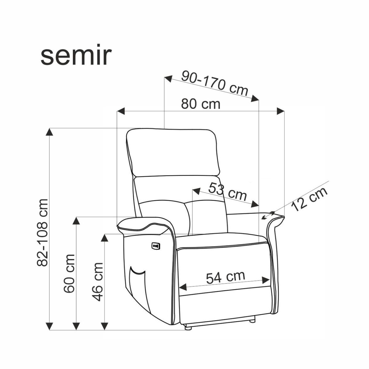 SEMIR fotel z funkcja elektrycznego rozkładania / gniazdo USB, musztardowy (2p=1szt) - obrazek 12