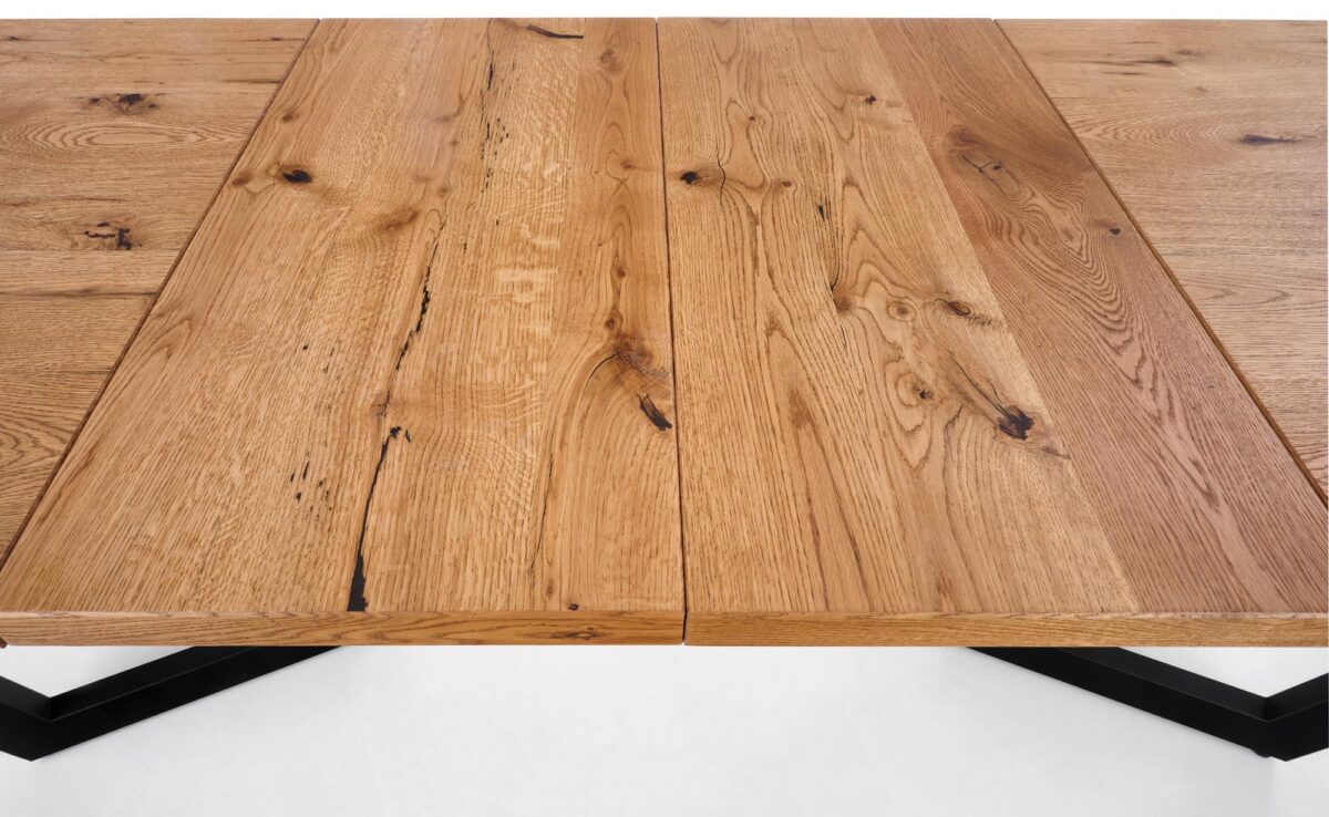 MASSIVE stół rozkładany 160-250x90x77 cm jasny dąb/czarny (2p=1szt) - obrazek 1