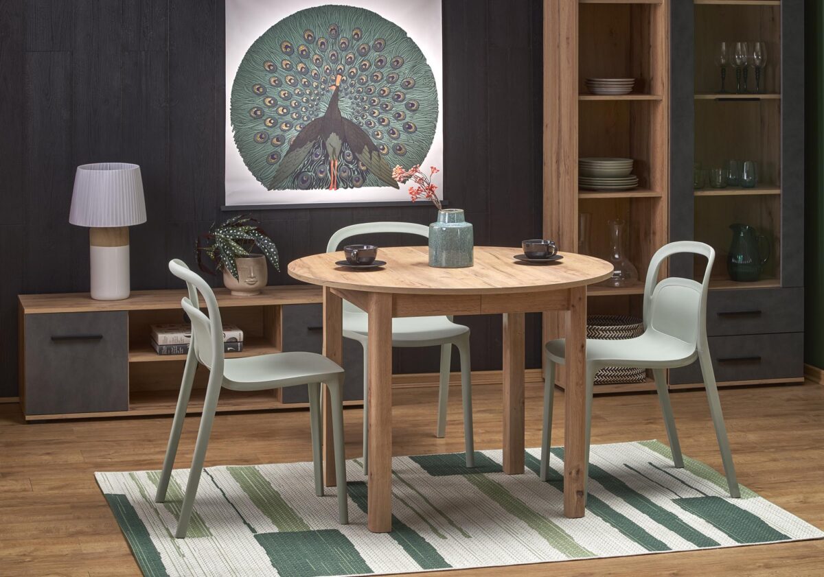 RINGO stół kolor blat dąb craft, nogi - dąb craft (102-142x102x76 cm) (2p=1szt) - obrazek 2