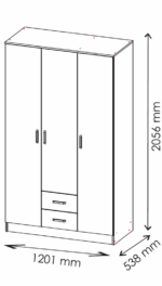 system KAMI szafa z lustrem 3d2s dąb sonoma / biały - obrazek 3