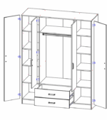 system KAMI szafa z lustrem 4d2s dąb artisan / kaszmir - obrazek 4