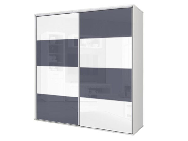 Kolekcja BOSS szafa 180 x 240 cm Lacobel Biały / Lacobel Grafit
