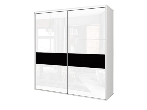 Kolekcja BOSS szafa 200 x 210 cm Biały Akryl Połysk / Czarny Mat