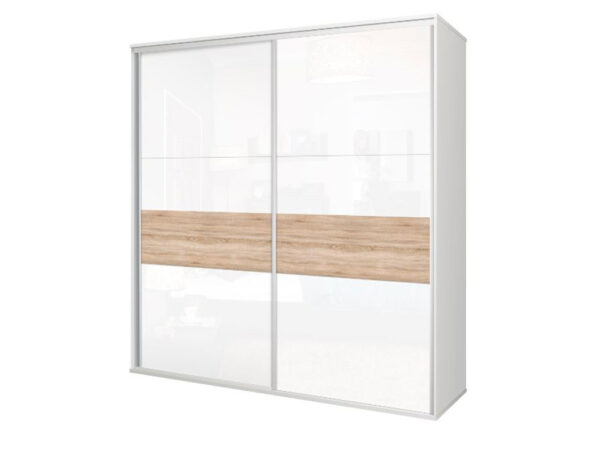 Kolekcja BOSS szafa 180 x 210 cm Biały Akryl Połysk / Dąb Sonoma