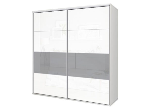 Kolekcja BOSS szafa 180 x 240 cm Biały Akryl Połysk / Lacobel Grafit