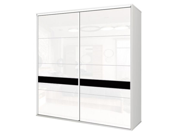 Kolekcja BOSS szafa 125 x 240 cm Biały Akryl Połysk / Czarny Mat