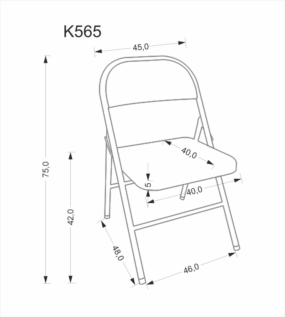 K565 krzesło składane, czarny - obrazek 11