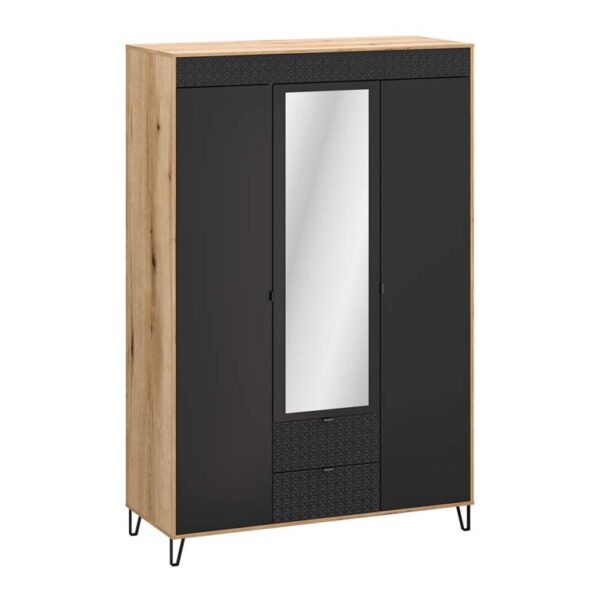 Kolekcja BELLANO szafa z lustrem 3d2s [H] dąb evok / czarny