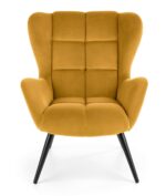 Fotel wypoczynkowy TYRION 75 cm musztardowy velvet do salonu - obrazek 6