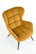 Fotel wypoczynkowy TYRION 75 cm musztardowy velvet do salonu - obrazek 7