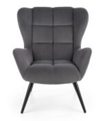 Fotel wypoczynkowy TYRION 75 cm popielaty velvet do salonu - obrazek 7