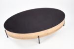Ława ZENGA 120x60 cm dąb złoty / czarny szklany blat do salonu - obrazek 7