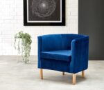 Fotel wypoczynkowy CLUBBY 2 66 cm granatowy / naturalny velvet do salonu - obrazek 3