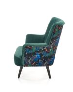 Fotel wypoczynkowy PAGONI 67 cm ciemny zielony / czarny velvet do salonu - obrazek 2