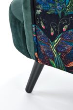 Fotel wypoczynkowy PAGONI 67 cm ciemny zielony / czarny velvet do salonu - obrazek 7