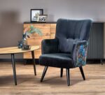 Fotel wypoczynkowy PAGONI 67 cm czarny velvet do salonu - obrazek 3