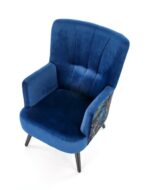 Fotel wypoczynkowy PAGONI 67 cm granatowy / czarny velvet do salonu - obrazek 3