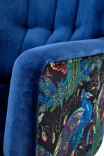 Fotel wypoczynkowy PAGONI 67 cm granatowy / czarny velvet do salonu - obrazek 7