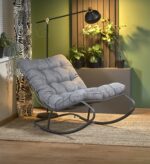 Fotel bujany GATTO 80 cm popielaty z funkcją bujania do salonu - obrazek 3