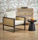 Fotel wypoczynkowy ILARIO tapicerowany velvet czarny naturalny do salonu - obrazek 3