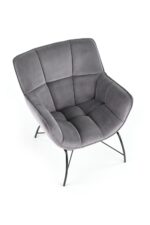 Fotel wypoczynkowy BELTON 74 cm popielaty velvet do salonu - obrazek 7