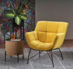 Fotel wypoczynkowy BELTON 74 cm żółty velvet do salonu - obrazek 2