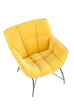 Fotel wypoczynkowy BELTON 74 cm żółty velvet do salonu - obrazek 10