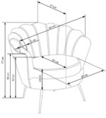 Fotel wypoczynkowy AMORINITO 81 cm popielaty velvet do salonu - obrazek 10