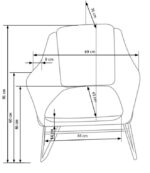 Fotel wypoczynkowy SOFT 2 69 cm jasny popielaty / czarny do salonu - obrazek 2