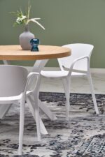 Stół rozkładany PERONI 100x100 - 250 cm dąb złoty / biały do jadalni - obrazek 4