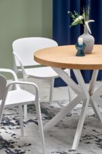 Stół rozkładany PERONI 100x100 - 250 cm dąb złoty / biały do jadalni - obrazek 3