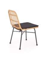 Krzesło K401 rattan syntetyczny naturalny / czarny do jadalni - obrazek 3