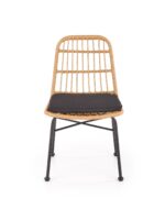 Krzesło K401 rattan syntetyczny naturalny / czarny do jadalni - obrazek 4