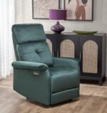 Fotel rozkładany SEMIR z USB 80 cm ciemny zielony / zielony velvet do salonu - obrazek 3