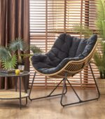 Fotel wypoczynkowy WHISPER 81 cm naturalny / czarny do salonu - obrazek 3