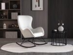 Fotel bujany LIBERTO 3 bujany bouclé biały / czarny do salonu - obrazek 2