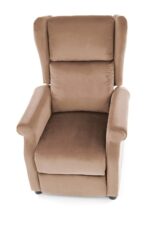 Fotel rozkładany AGUSTIN 2 75 cm beżowy velvet BLUVEL z funkcją relax do salonu - obrazek 7