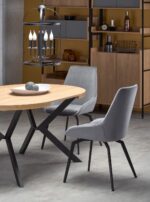 Stół rozkładany PERONI 100x100 - 250 cm dąb złoty / czarny do jadalni - obrazek 8