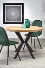 Stół rozkładany PERONI 100x100 - 250 cm dąb złoty / czarny do jadalni - obrazek 10