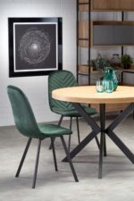 Stół rozkładany PERONI 100x100 - 250 cm dąb złoty / czarny do jadalni - obrazek 11