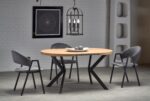Stół rozkładany PERONI 100x100 - 250 cm dąb złoty / czarny do jadalni - obrazek 2