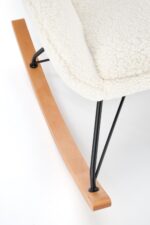 Fotel bujany LIBERTO 2 bujany bouclé kremowy / czarny / naturalny do salonu - obrazek 4
