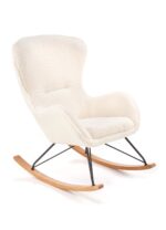 Fotel bujany LIBERTO 2 bujany bouclé kremowy / czarny / naturalny do salonu - obrazek 5