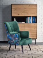 Fotel wypoczynkowy PAGONI 67 cm ciemny zielony / czarny velvet do salonu - obrazek 11