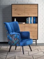 Fotel wypoczynkowy PAGONI 67 cm granatowy / czarny velvet do salonu - obrazek 13
