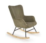 Fotel bujany BELMIRO 72 cm oliwkowy z funkcją bujania do salonu - obrazek 3