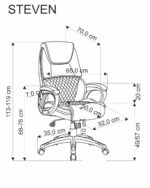 Fotel gabinetowy STEVEN 65 cm popielaty / czarny do biura i gabinetu - obrazek 10